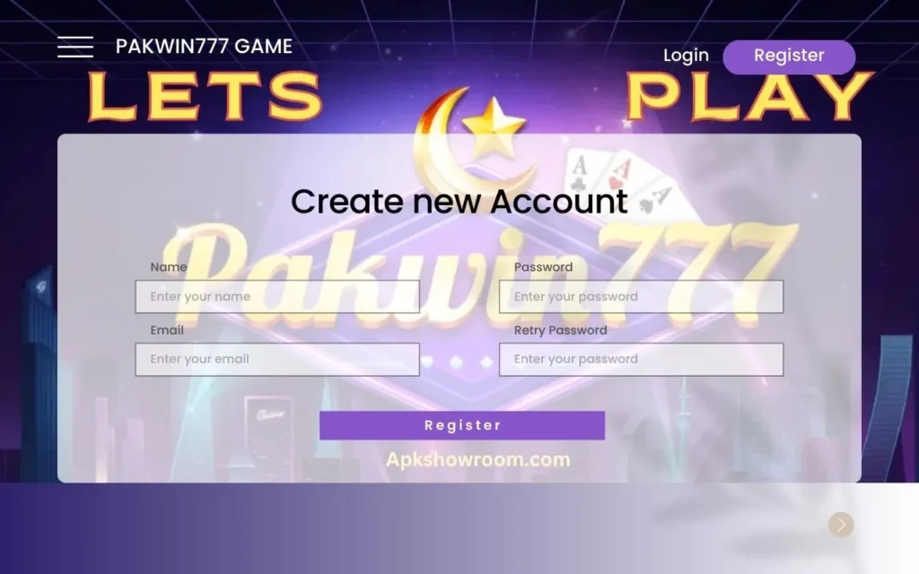 Pakwin777 Register and Login